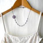 Purple Necklace - Flower Necklace - Vintage..