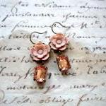 Flower Earrings - Vintage Earrings - Latte..