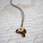 Leaf Necklace - Sun Flower Necklace - Vintage..