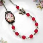 Little Red Riding Hood Necklace - Red Glass..