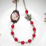 Little Red Riding Hood Necklace - Red Glass..