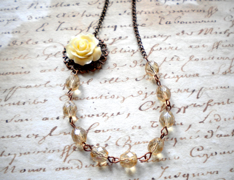 Flower Necklace - Cream Necklace - Bridesmaid Necklace - Bridal ...