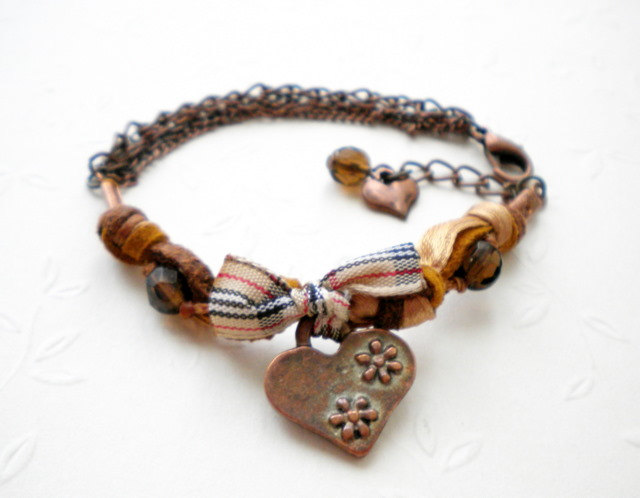 Burberry Brown Heart Bracelet - Charm Bracelet - Vintage Bracelet