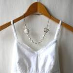 Bridal Necklace - White Glass Pearl..