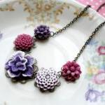 Flower Necklace - Purple Flower Necklace - Vintage..